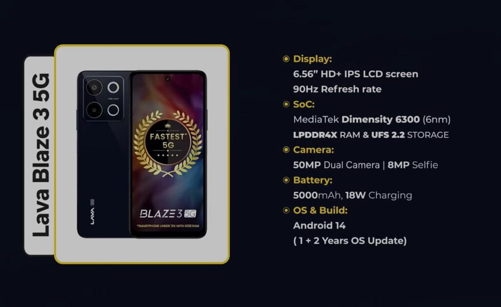 Lava Blaze 3 5G, 5G Phones Under 10000