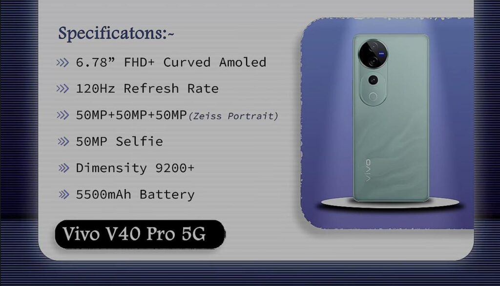 Vivo V40 Pro 5G, Best Camera Phone, Best Camera Phone under 40000 and 50000